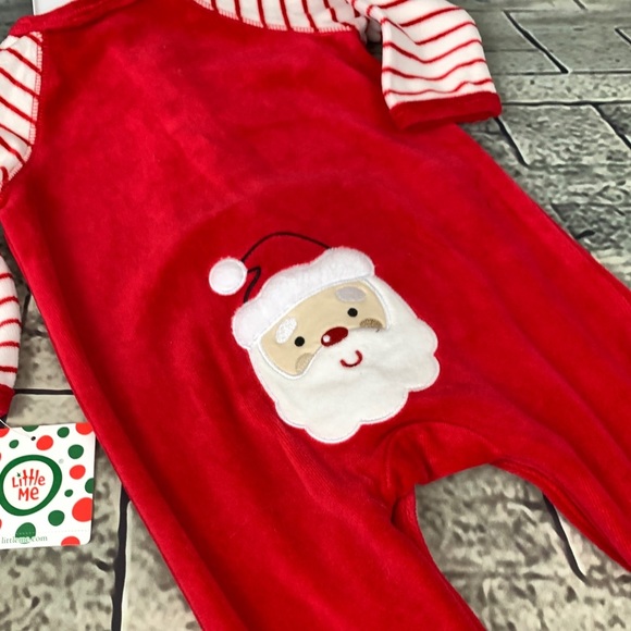 Little Me 1st Christmas Footed Velour One Piece - Picture 4 of 8
